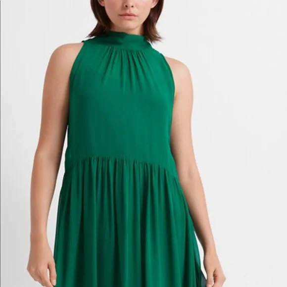 CLUB MONACO GREEN DRESS SLEEVELESS Vibrant jewel tone in 100% silk SZ: 14 - Picture 6 of 7